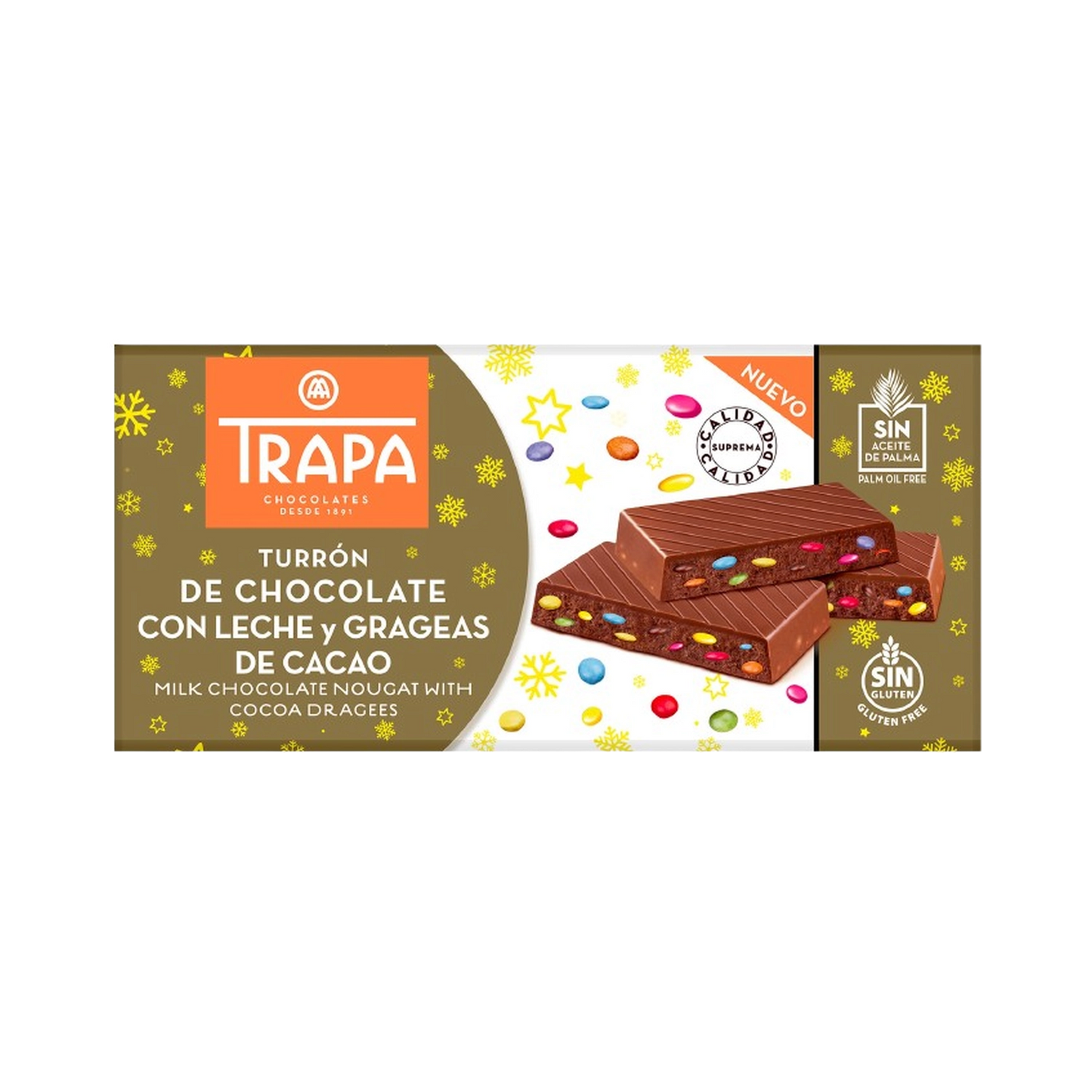 Turrón leche con grageas