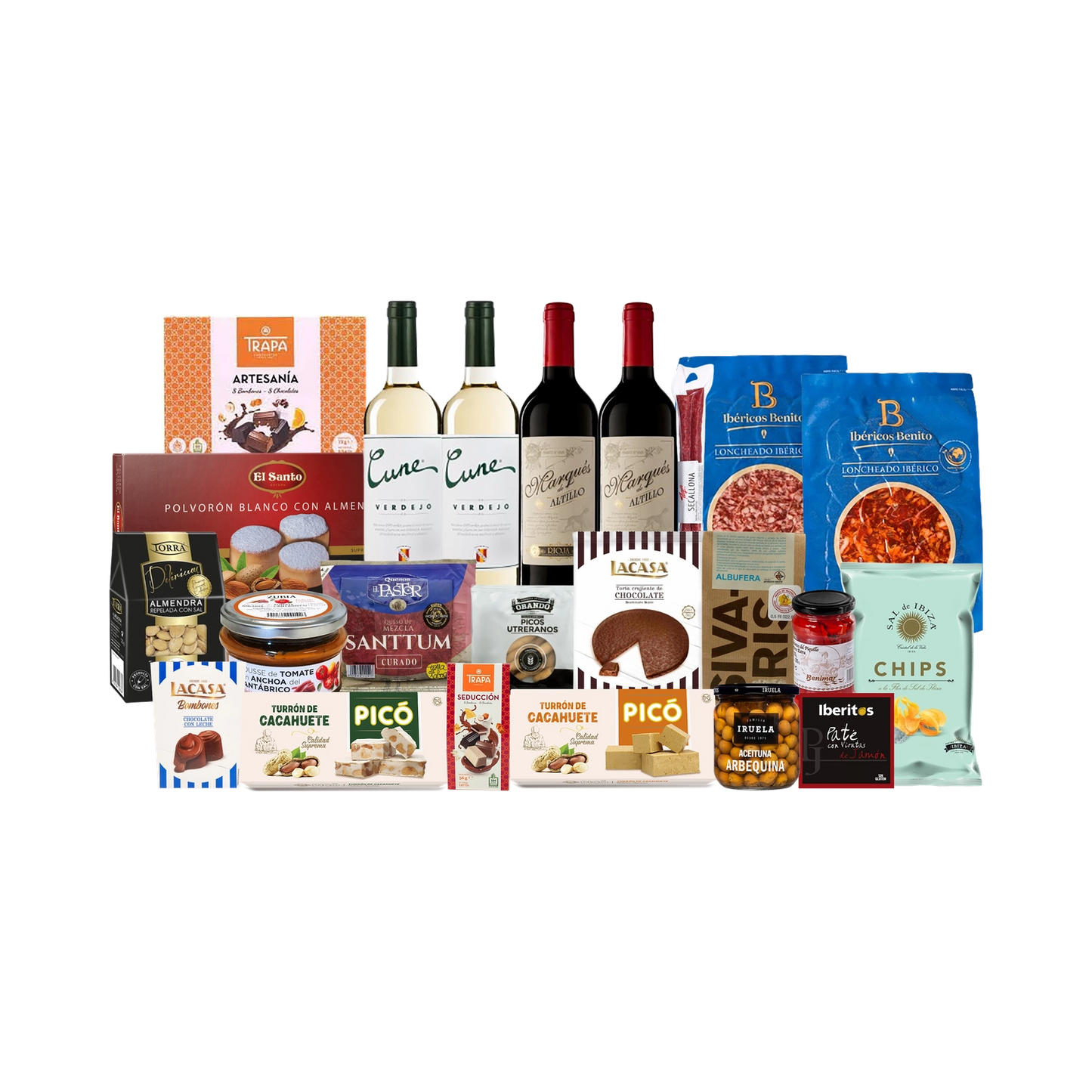 Lote de Navidad con Ibéricos, Dulces y Quesos "Aceitunas como puedas"