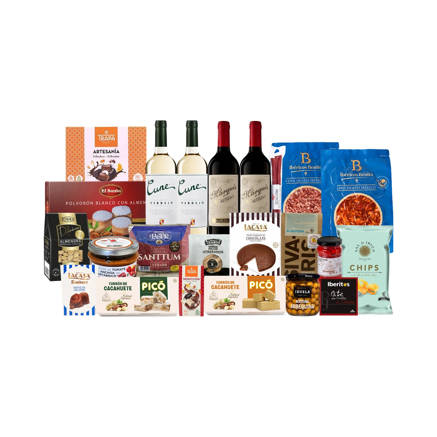 Lote de Navidad con Ibéricos, Dulces y Quesos "Aceitunas como puedas"