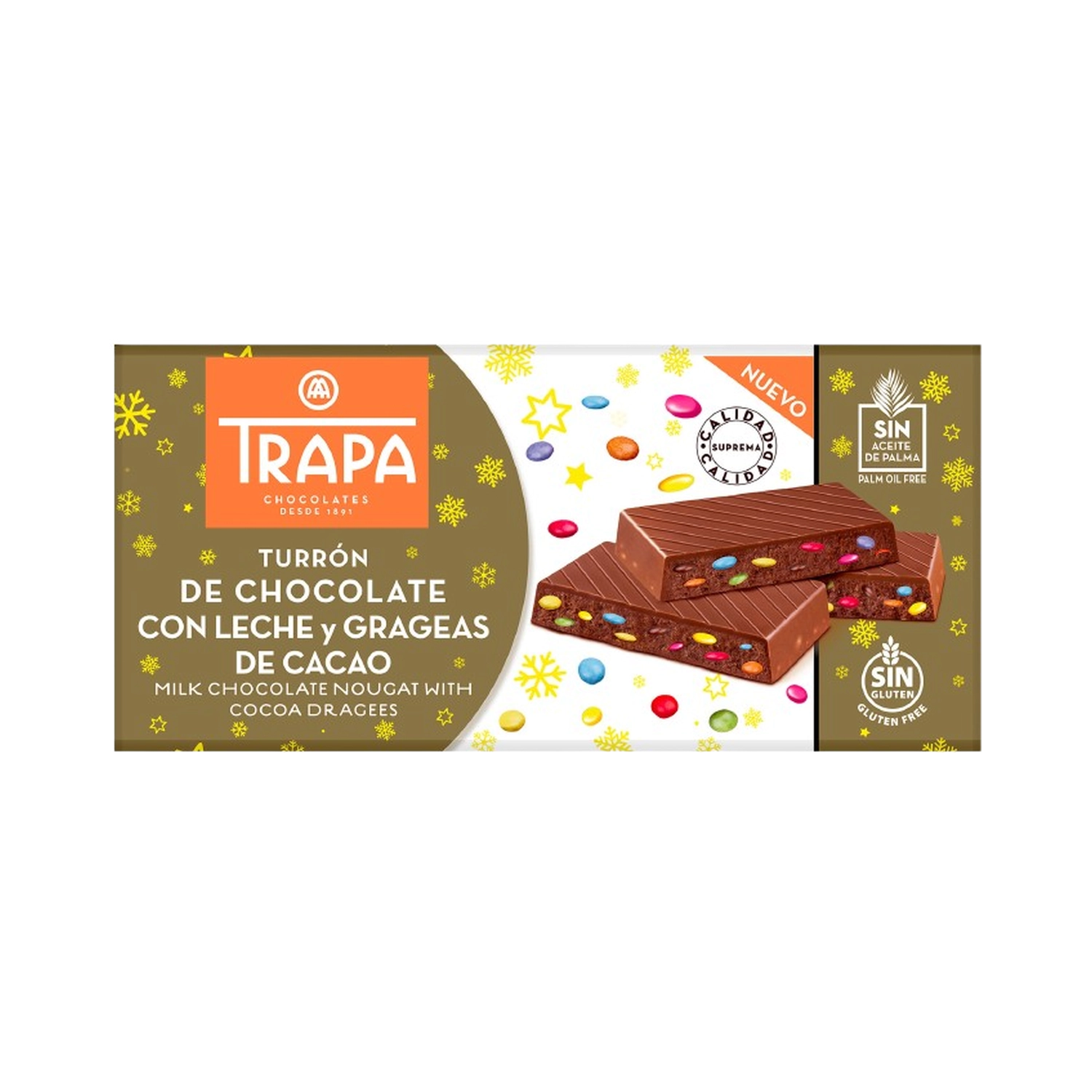 Turrón leche con grageas