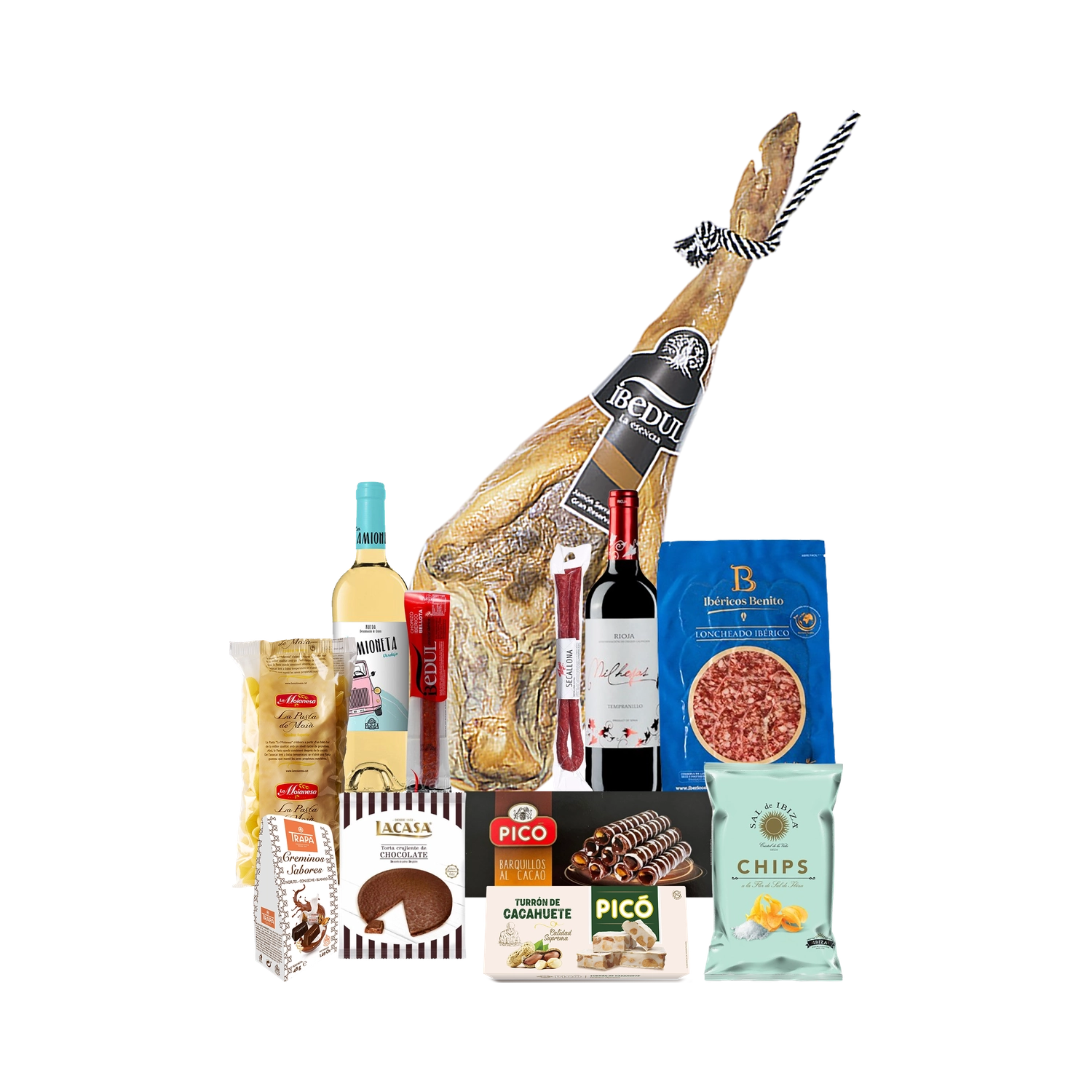 Lote de Navidad con Paleta Ibérica Selección "Jamones lejanos"